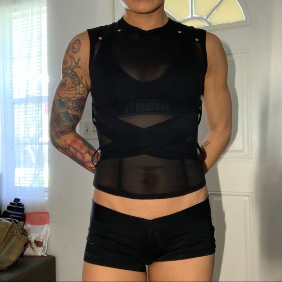 RARE Black Wrap/bandage see thru shirt 2000’s - Picture 11 of 11